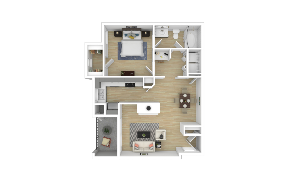 3D Furnished Floorplan - A1