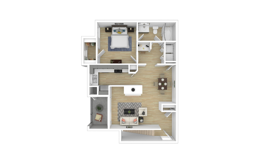 3D Furnished Floorplan - A2