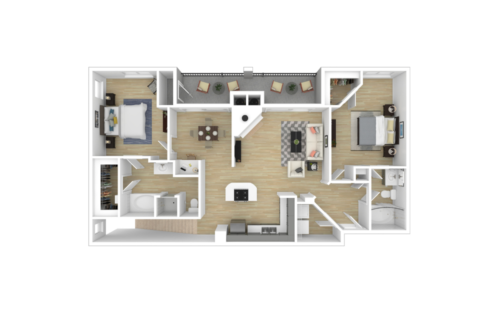 3D Furnished Floorplan - B6