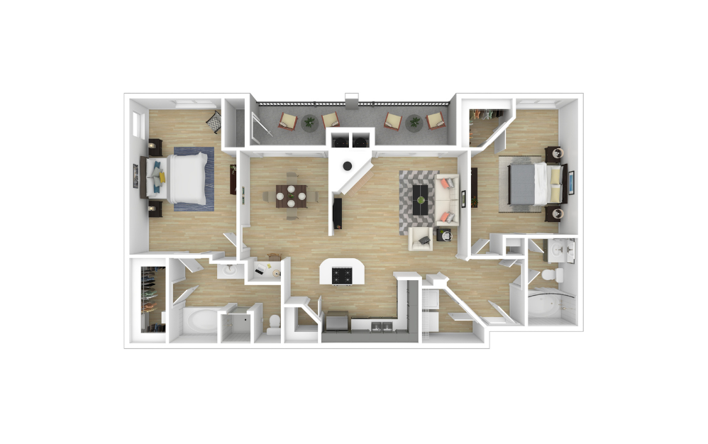 3D Furnished Floorplan - B7