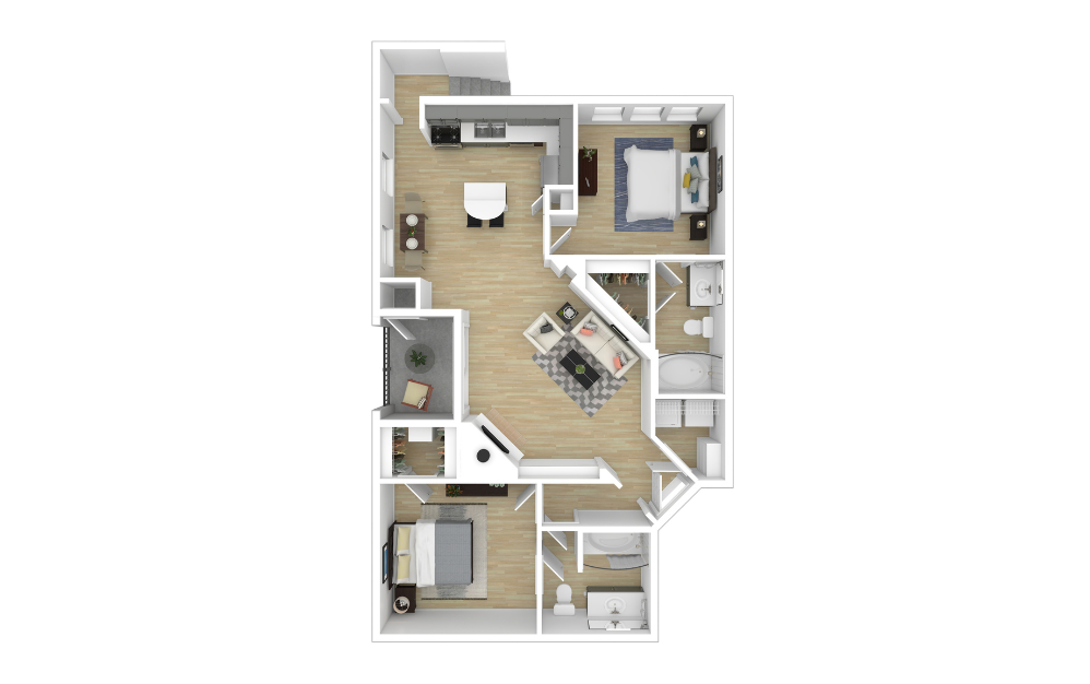 3D Furnished Floorplan - C1
