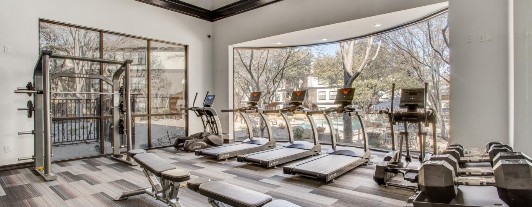 a room with exercise equipment