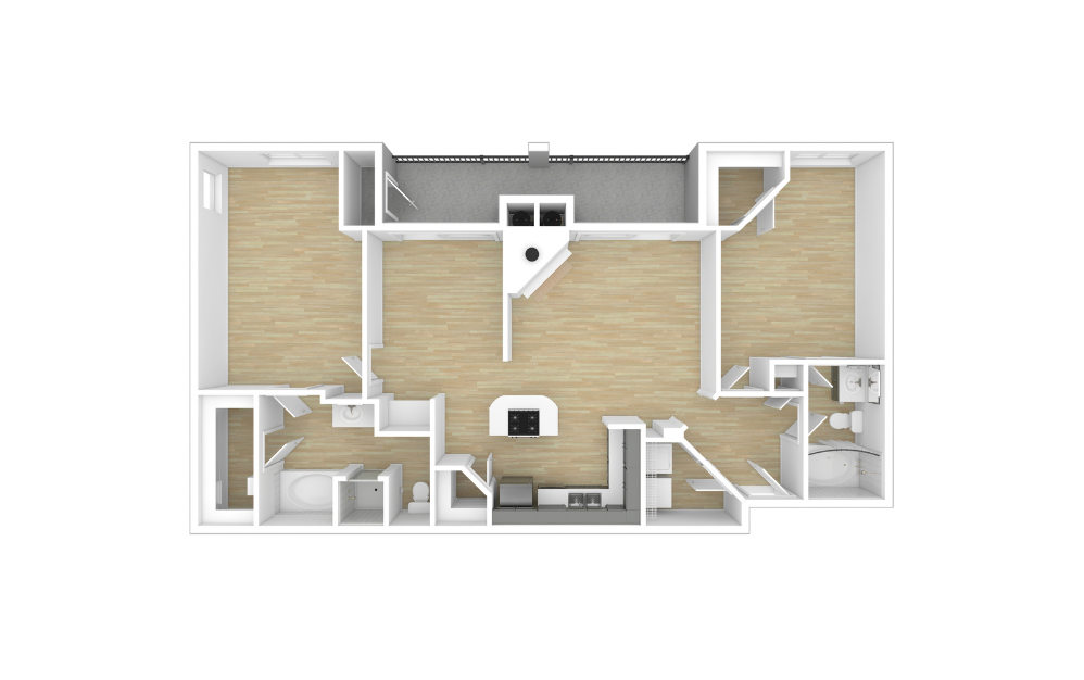 3D Unfurnished Floorplan - B7