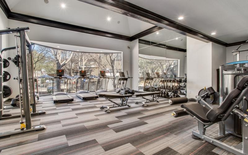 a gym with exercise equipment