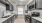 a kitchen with black appliances