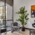 a room with a seating piano and a plant